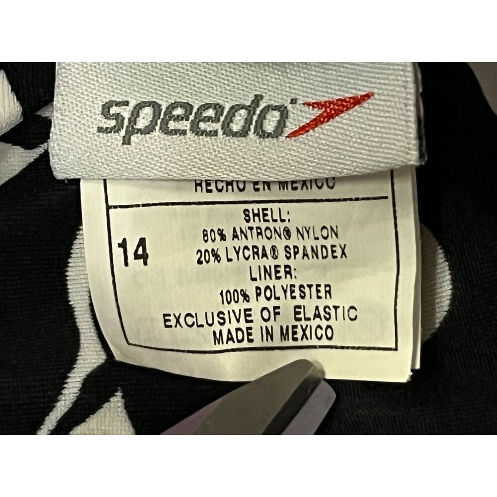 Speedo One Piece Swimsuit Womens 14 Used Black Ivory Floral 7225349 - Picture 10 of 16